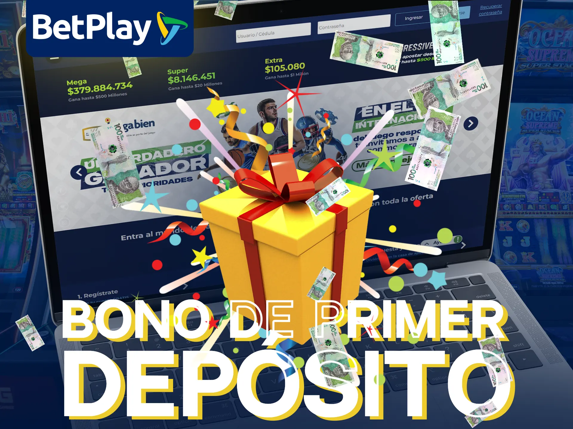 Obtén el bono de primer depósito del casino de BetPlay.