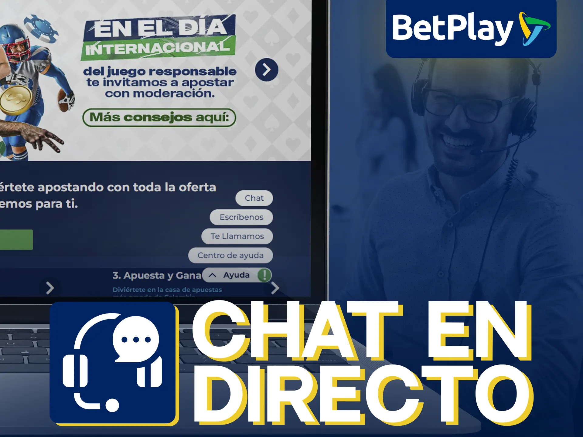 Soporte de chat en vivo disponible en BetPlay.