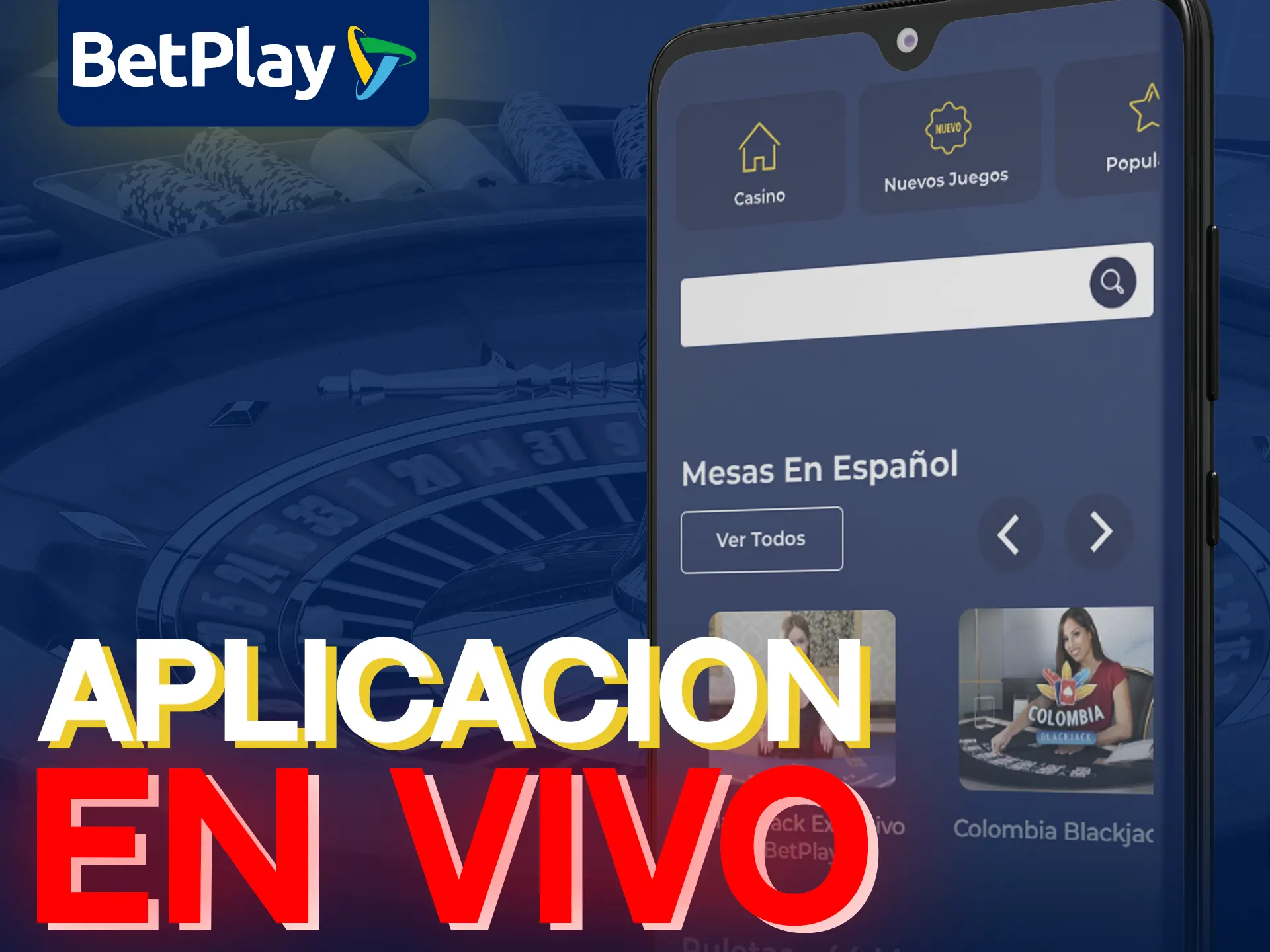 Descarga la aplicación para jugar a los juegos de casino en vivo de BetPlay.