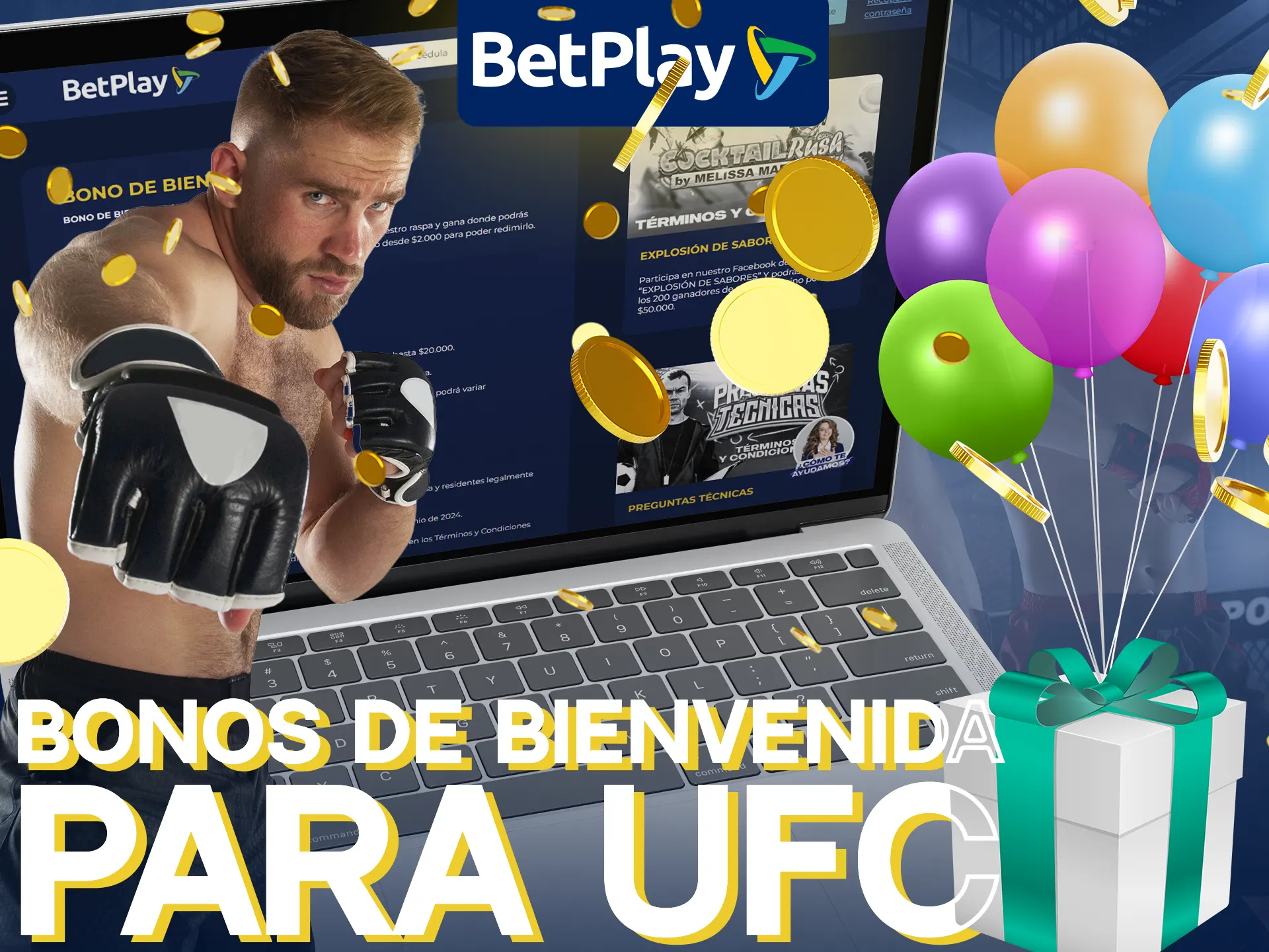 Utiliza bonos de bienvenida de hasta 78.000.000 COP para apostar en UFC BetPlay.