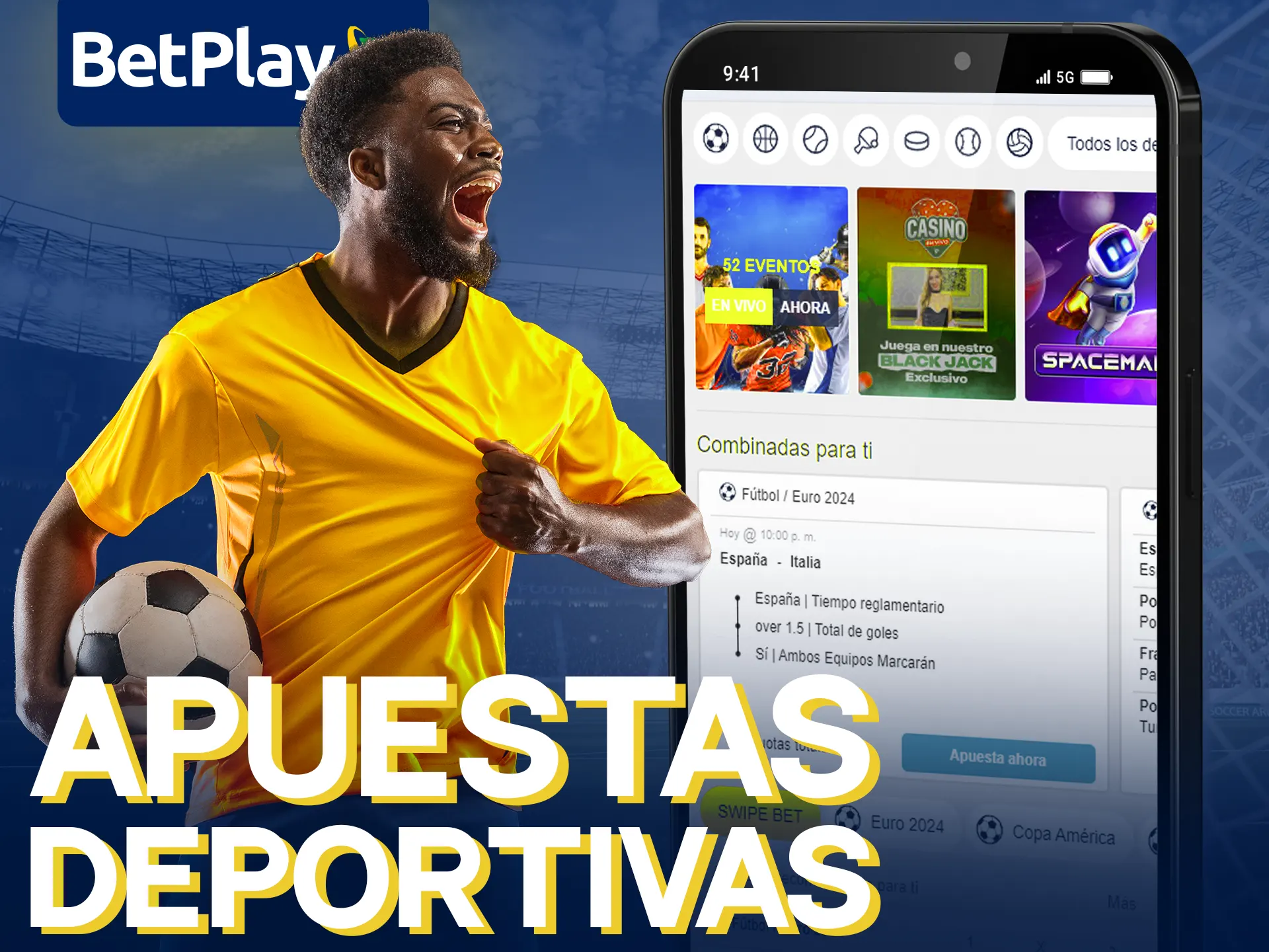 Apuesta en más de 1.000 eventos deportivos en la aplicación BetPlay.