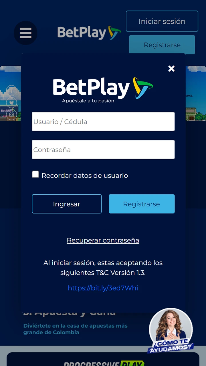 Conéctese a su cuenta BetPlay.